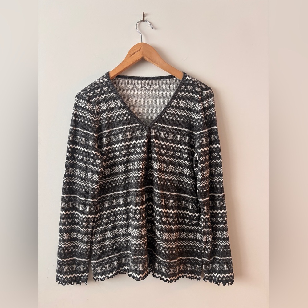 LOFT Black and White Patterned Pajama Set